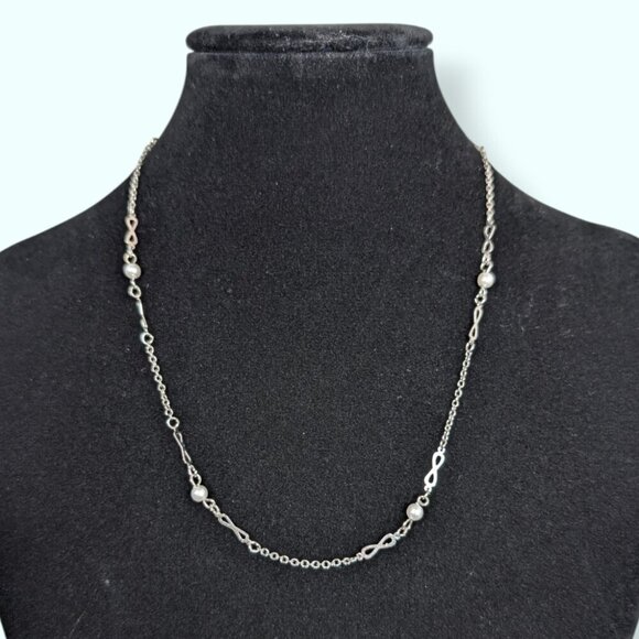 (2/$20) Vintage Pearl Infinity Link Chain Necklace - Picture 1 of 5